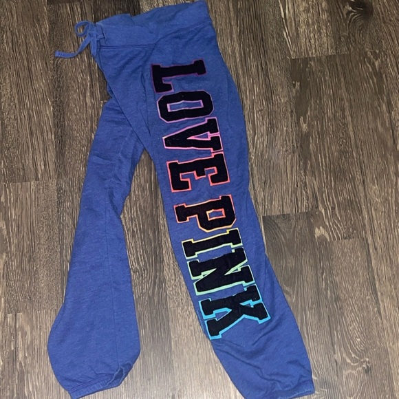 SOLD on eBay!! Pink Victoria's Secret RoyalBlue Logo Love Pink Capri Size:XS - Picture 1 of 13